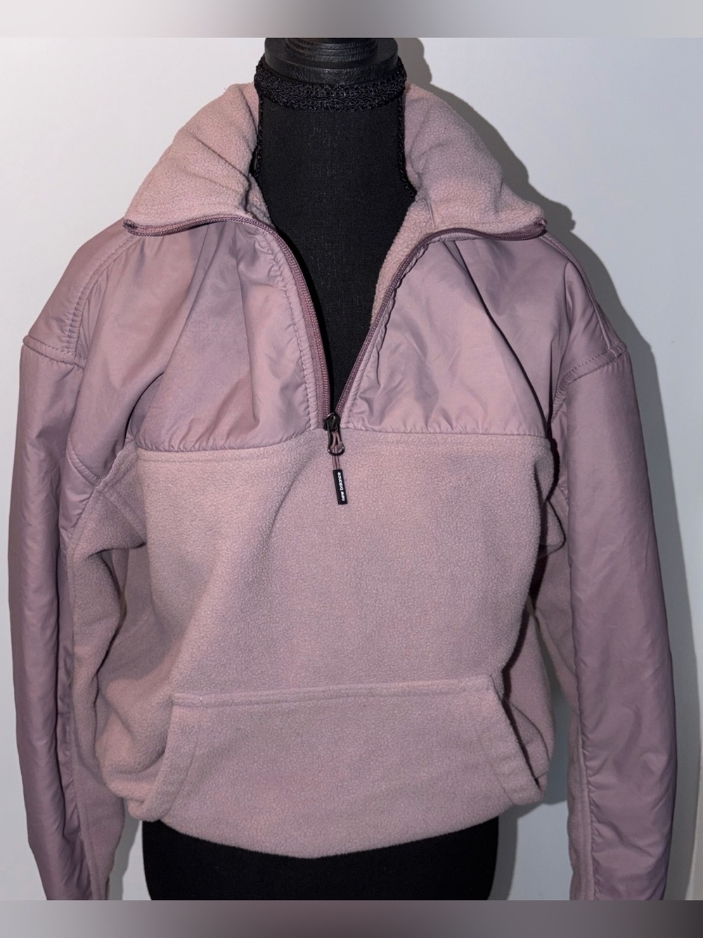 Dusty lavender half zip new balance fitted waist drawstring pullover